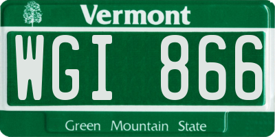 VT license plate WGI866