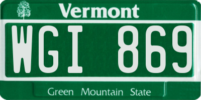 VT license plate WGI869
