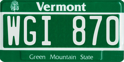 VT license plate WGI870