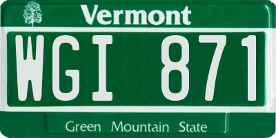 VT license plate WGI871