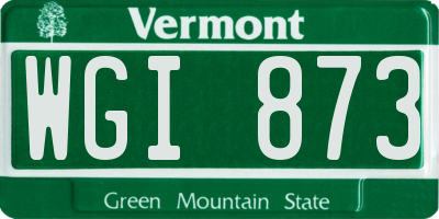 VT license plate WGI873