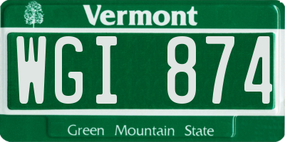 VT license plate WGI874
