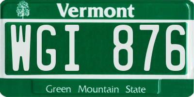 VT license plate WGI876