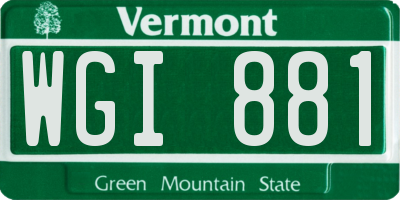 VT license plate WGI881