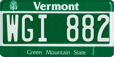 VT license plate WGI882