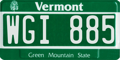 VT license plate WGI885