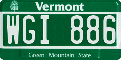 VT license plate WGI886