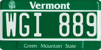 VT license plate WGI889
