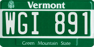 VT license plate WGI891