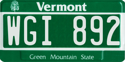VT license plate WGI892