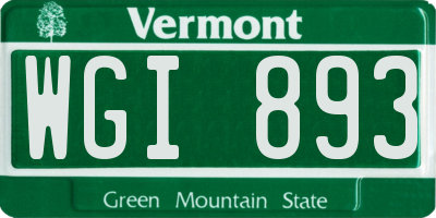 VT license plate WGI893