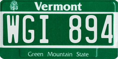 VT license plate WGI894