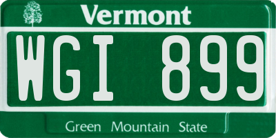 VT license plate WGI899