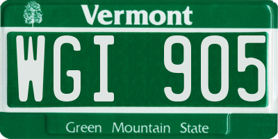 VT license plate WGI905