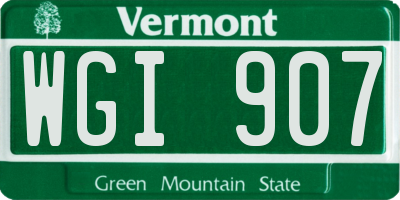 VT license plate WGI907