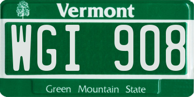 VT license plate WGI908