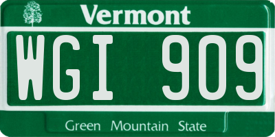 VT license plate WGI909