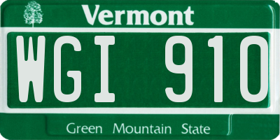 VT license plate WGI910