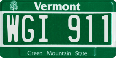 VT license plate WGI911