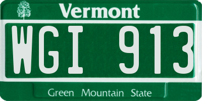 VT license plate WGI913