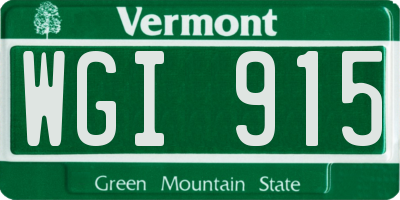 VT license plate WGI915