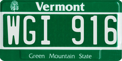 VT license plate WGI916