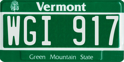 VT license plate WGI917