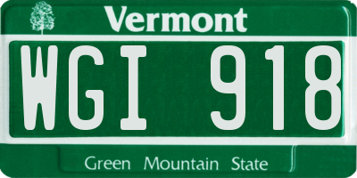 VT license plate WGI918