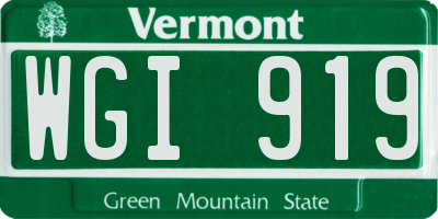 VT license plate WGI919