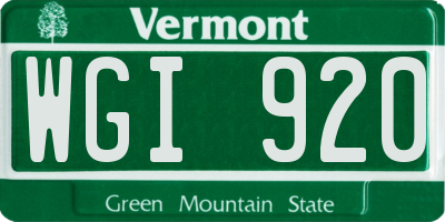 VT license plate WGI920