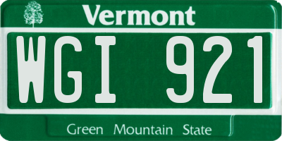 VT license plate WGI921