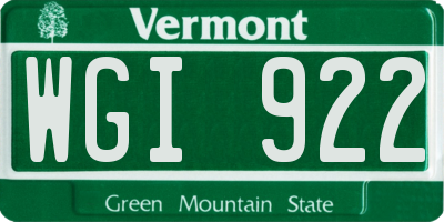 VT license plate WGI922