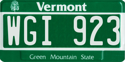 VT license plate WGI923