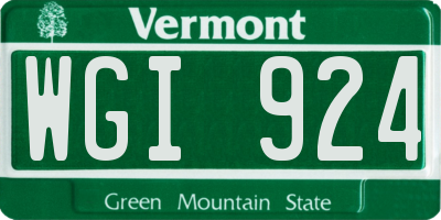 VT license plate WGI924