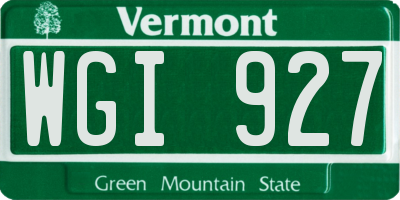 VT license plate WGI927