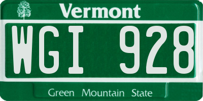 VT license plate WGI928