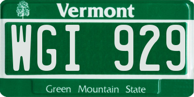 VT license plate WGI929