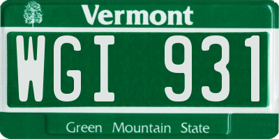 VT license plate WGI931