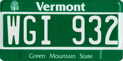 VT license plate WGI932