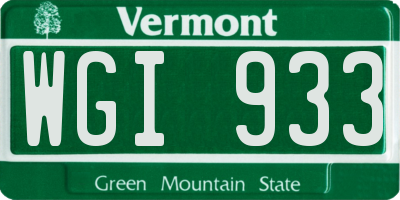 VT license plate WGI933