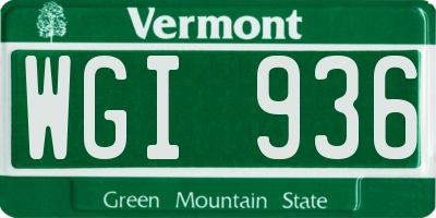 VT license plate WGI936
