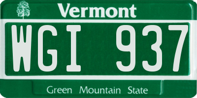 VT license plate WGI937