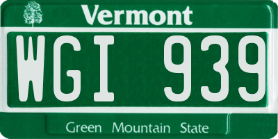 VT license plate WGI939