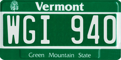 VT license plate WGI940