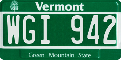 VT license plate WGI942