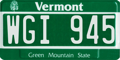 VT license plate WGI945