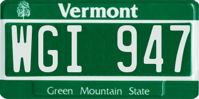 VT license plate WGI947