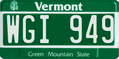 VT license plate WGI949