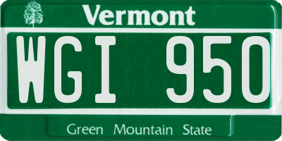 VT license plate WGI950