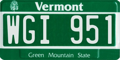 VT license plate WGI951